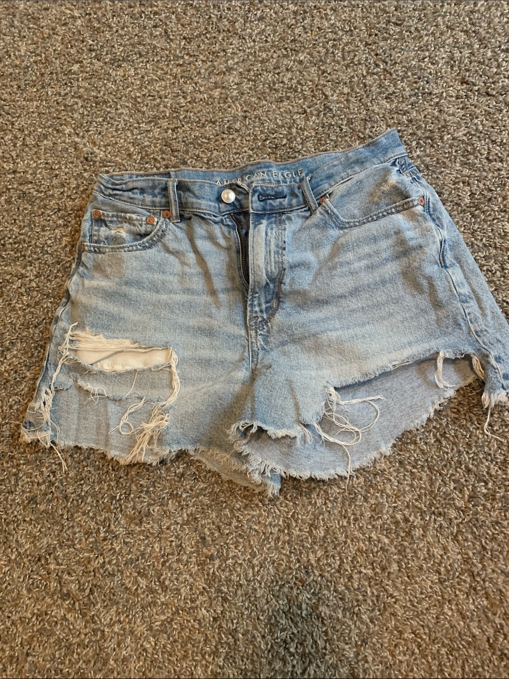 American Eagle Outfitters Light Blue Distressed Denim Shorts